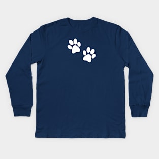 White Dog Paw Kids Long Sleeve T-Shirt